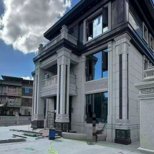 徐州 别墅干挂，芝麻白与芝麻黑完美配合