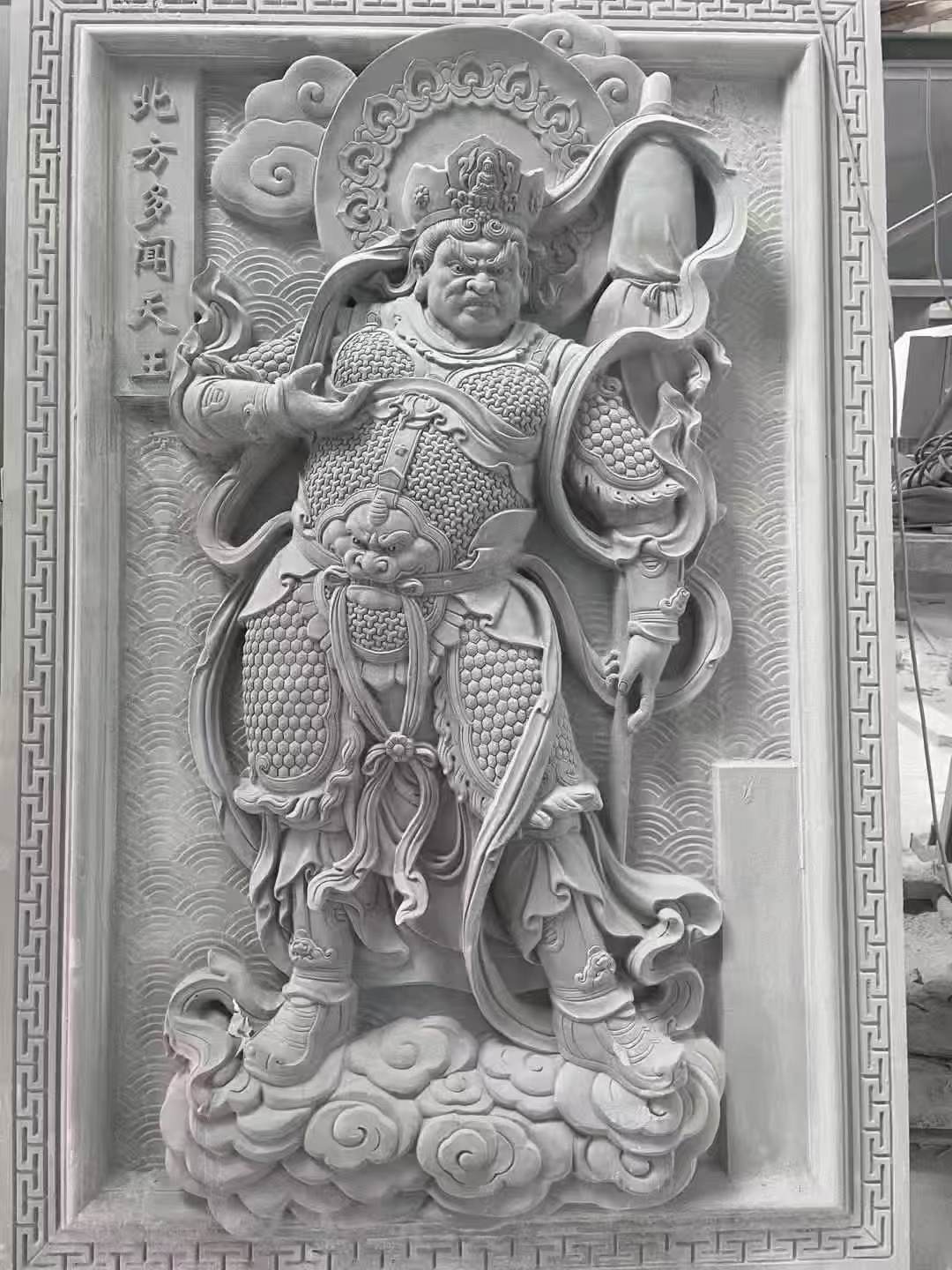 徐州 芝麻灰花岗岩人物雕刻——多闻天王